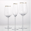 Custom hand blown gold rim wine glasses set